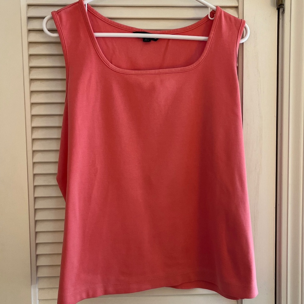 Lands' End Coral Square Neck All-Cotton Tank Top Sz XL - Picture 6 of 6